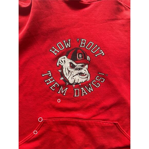 Vintage 1980s Georgia Bulldogs Russell Athletic Repaired Red Hoodie Size Small - Picture 3 of 8